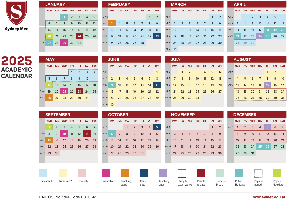 Academic Calendar Sydney Met